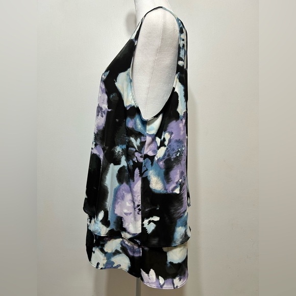 Juicy Couture Embellished Watercolor Floral Double Layer Chiffon Tank Blouse - Picture 7 of 14